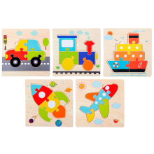 15 Pcs In 1 Set Wooden Cartoon Car Plane Children 3D Puzzle
