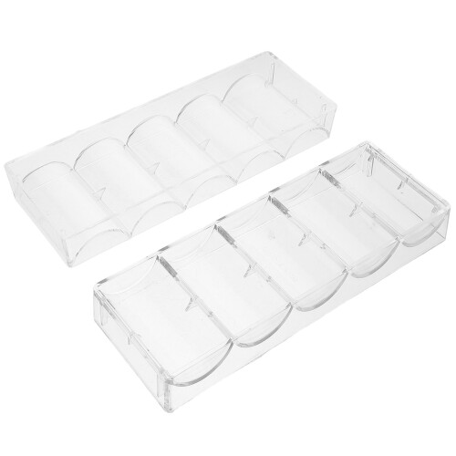 2Pcs Acrylic Poker Chip Trays 100 Capacity Clear Organizer