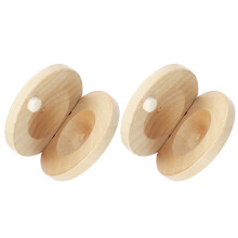 2Pcs Wooden Castanets Finger Percussion Instruments for Kids Beige