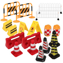 18Pcs Mini Road Street Sign Traffic Barricade Toy Set