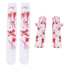 4Pcs Halloween Socks And Blood Gloves For Party Costume