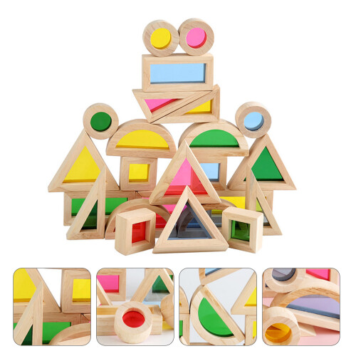 24Pcs Kaleidoscopic Stackable Wooden Blocks Educational Toy For Kids 2