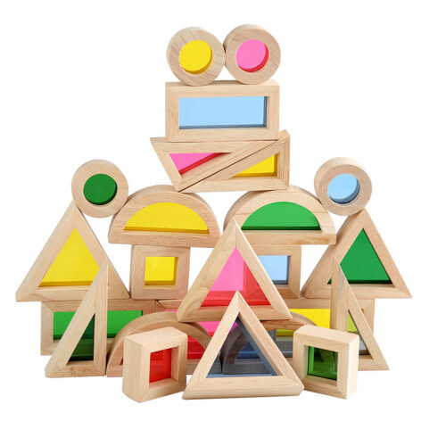 24Pcs Kaleidoscopic Stackable Wooden Blocks Educational Toy For Kids 1