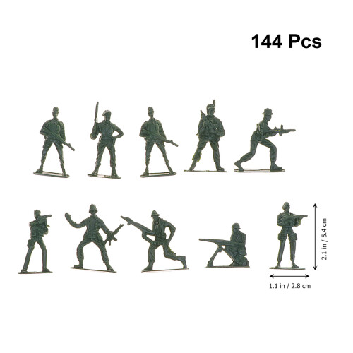 144 4,5 Cm Mini Soldatini In Statica Verde Misto