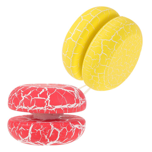 2Pcs Crack Pattern Wooden Yo Yo Toy For Early Education