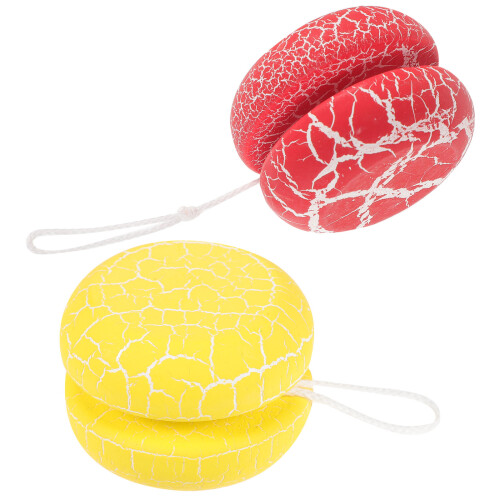2Pcs Crack Pattern Wooden Yo Yo Toy For Early Education 2