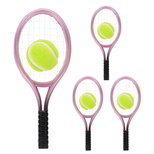 4 Set Mini Racchette Da Tennis E In Per Decorazione