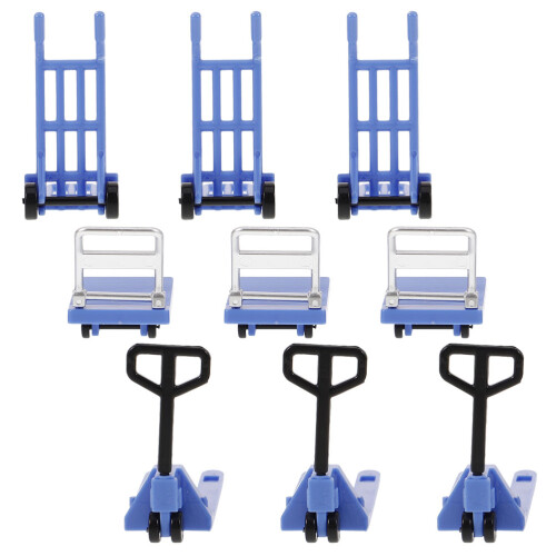 15 Sets Miniature Hand Trolley Forklift Platform Cart Models 2