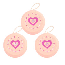 3Pcs Wooden Yoyo Toys For Kids Thread Control Plaything Pink Heart