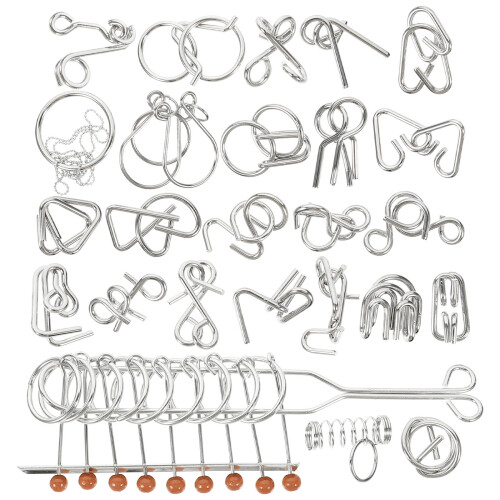 75 Pcs Nine Ring Interlock Puzzle Set Metal Wire Brain Teaser Toy