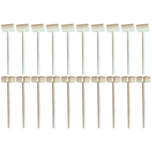 20 Mini Martelli In Legno Per Torte E Giocattoli Bambini 2