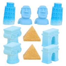 3 Set Miniature Edifici Famosi In Resina
