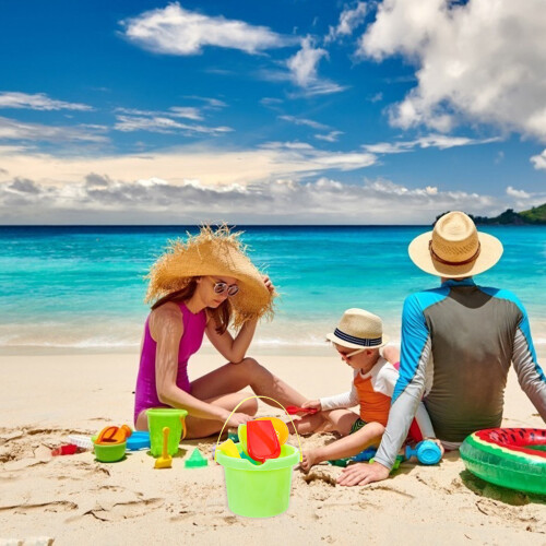 Conjunto De Para Praia Com Pás, Balde E De Plástico 2