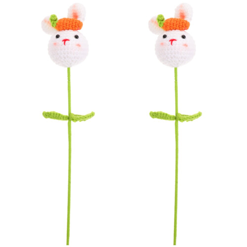 2 Unidades De Coelho Crochê Para Buquê 1