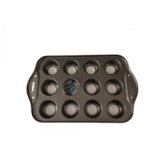 Non-stick Cake Mold 12 Holes with Carbon Steel Baking Round Cake Mold Teflon Coating Baking Tray