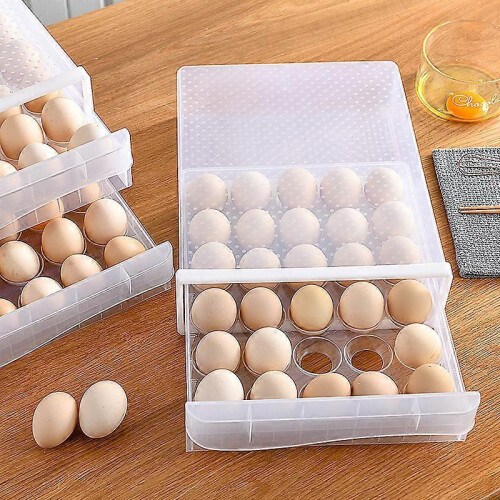 Eggs Storage Box, 30 Cells/1 Layer Egg Fresh Box, Egg Holder Storage Fridge, Stackable, Drawer Type, for Kitchen, Picnic 1