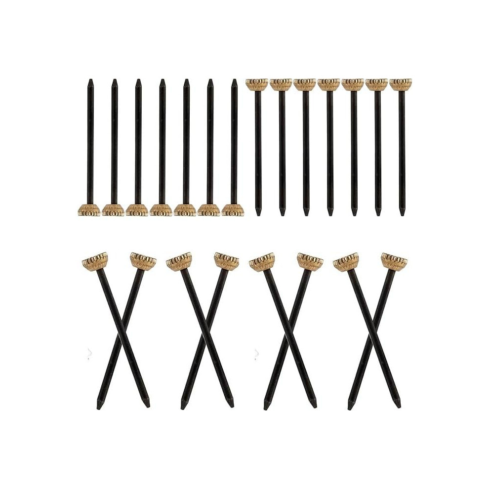 Brass Headed Knurled Picture Pins 24Mm Heavy Duty Nail Hook Hardened Photo Frame Wall Hanging Diy Pack Of 25 9105992599844