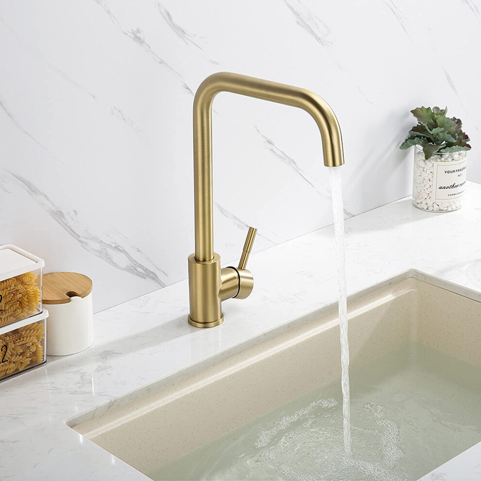 Stylish Kitchen Faucet, High Arc Spout Offering Unmatched Reach And Clearance, Tailored For Your Cooking Needs (Brushed Gold) 9060116769056