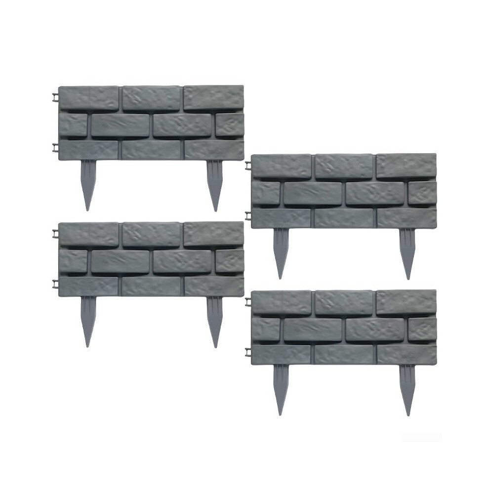 Spliced Garden Fencing 4Pack Gray Removable Lawn Borders For Outdoor Use 9105992600298