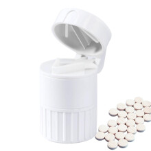 Portable Pill Cutter Tablet Grinder 4In1 Pulverizer Tablet Splitter Crusher Small Pills Slicer Pill Case White