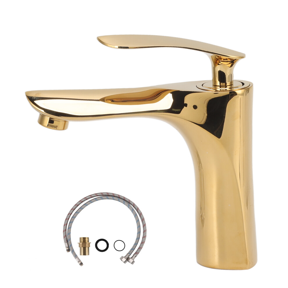 Easy Installation Basin Faucet With Solid Brass Construction, Exquisite Design Gold Plated Bathroom Faucet For Lavatory Bathroom 9060116837182