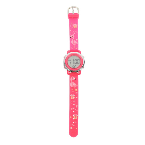 Portable Kinderuhr Cartoon Muster ABS Rosy