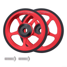 Aluminum Alloy Easy Wheel For Folding Bike Rear Rack 60mm CNC Hollow Design Lightweight M6 Bolt Mount Kit Red
