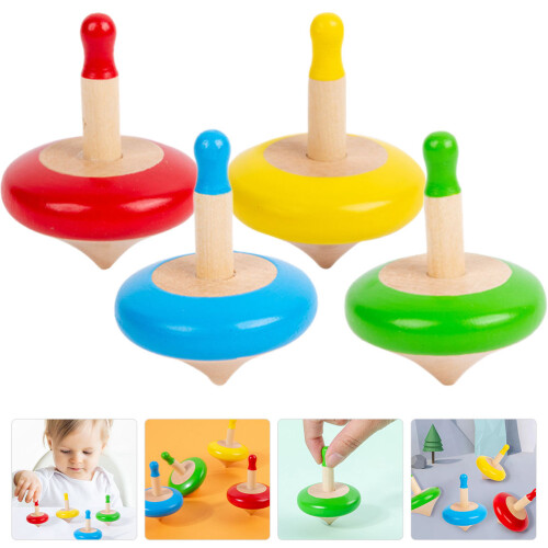 4Stk Holz Tischkreisel Spielzeug 1
