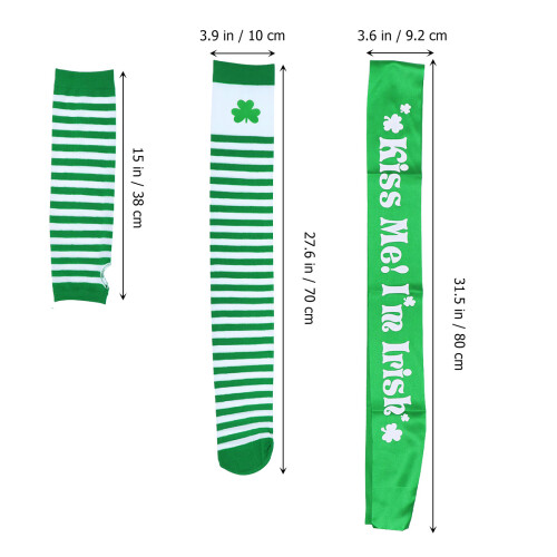 St Patricks Day Zubehör Lange Shamrock Strumpf Sash 1