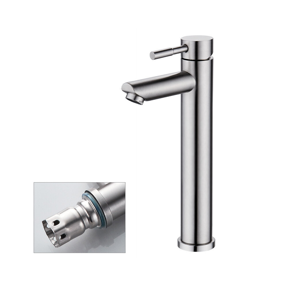 Trendy Bathroom Faucet, Matte Black Stainless Steel 304 Material, Anti-Splash Aerator With High Spout Design For Enhanced Water Efficiency And Style, 9060116835676