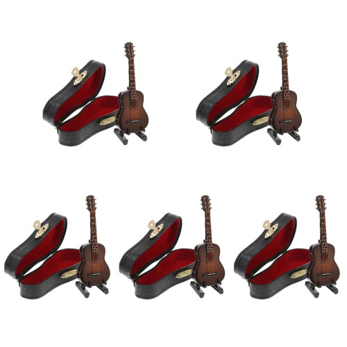 5 Sets Mini Gitarren Aus Holz, Deko Modell, 2
