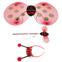 3 Sets Vleugels En Hoofdband Lieveheersbeestje Rood