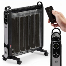 AREBOS Mica Convector 2000 W | 2 powerful heat settings | Adjustable thermostat | 3D heating system | Incl. remote control & digital display | Black