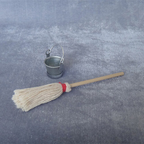 2St Mini Creatieve Feeëntuin Meubels Dweil Emmer 12:1 Voor Kinderen 1