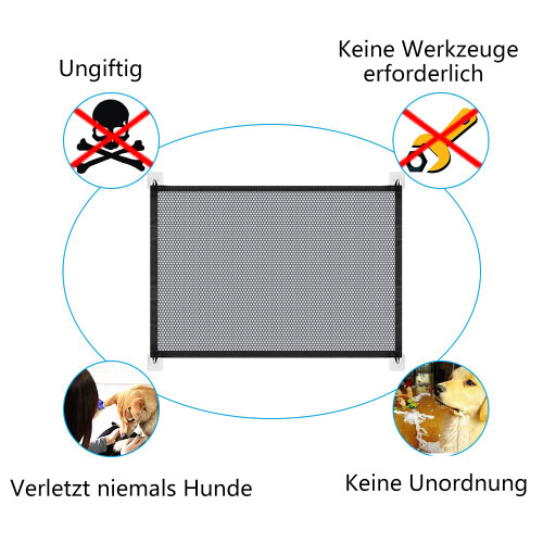 Retractable Safety Gate, Conveniently Designed for One-Handed Operation, Black, Double Locking System for Extra Security, Perfect for Blocking Entranc 2