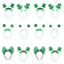 12 pcs green shamrock clover headbands for st patrick's day festival