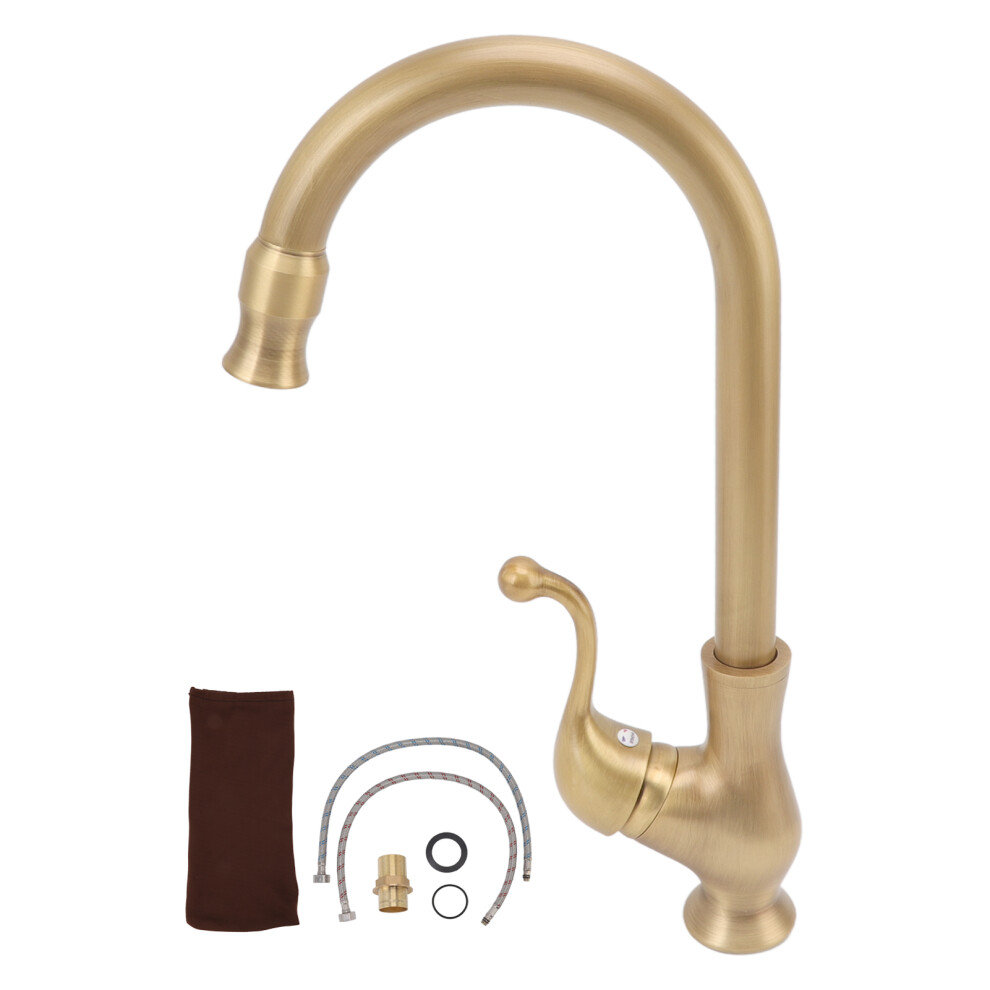 Classic Deck Mounted Mixer Tap, 360 Degree Swivel Pull Down Sprayer Faucet For Seamless Hot & Cold Water Mixing 9060116634880