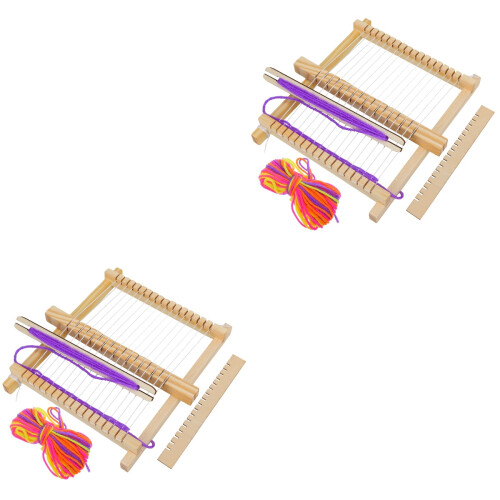 2 Unidades De Tejer Para Niños, De Madera Beige 2