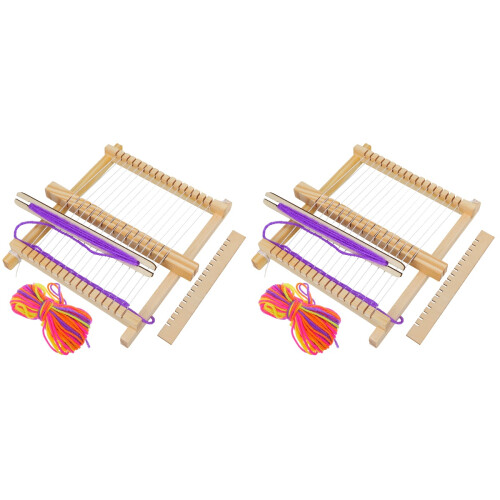 2 Unidades De Tejer Para Niños, De Madera Beige 1