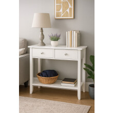 2 Drawer Console Table-White Bedroom Hallway Table