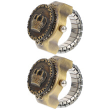 2 Fingeruhren Klappringe Mit Kronenmuster Ringuhr Schmuckring