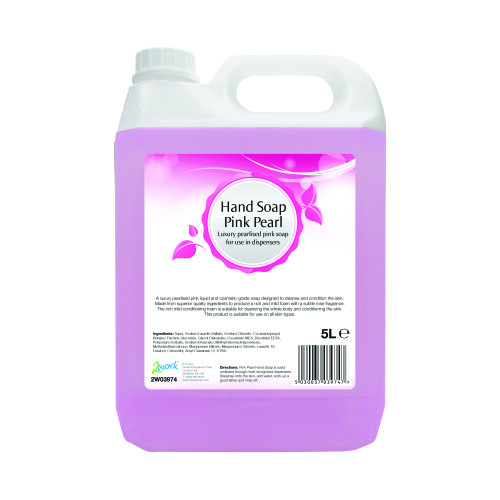 2Work Hand Soap Pink Pearl 5 Litre Bulk Bottle