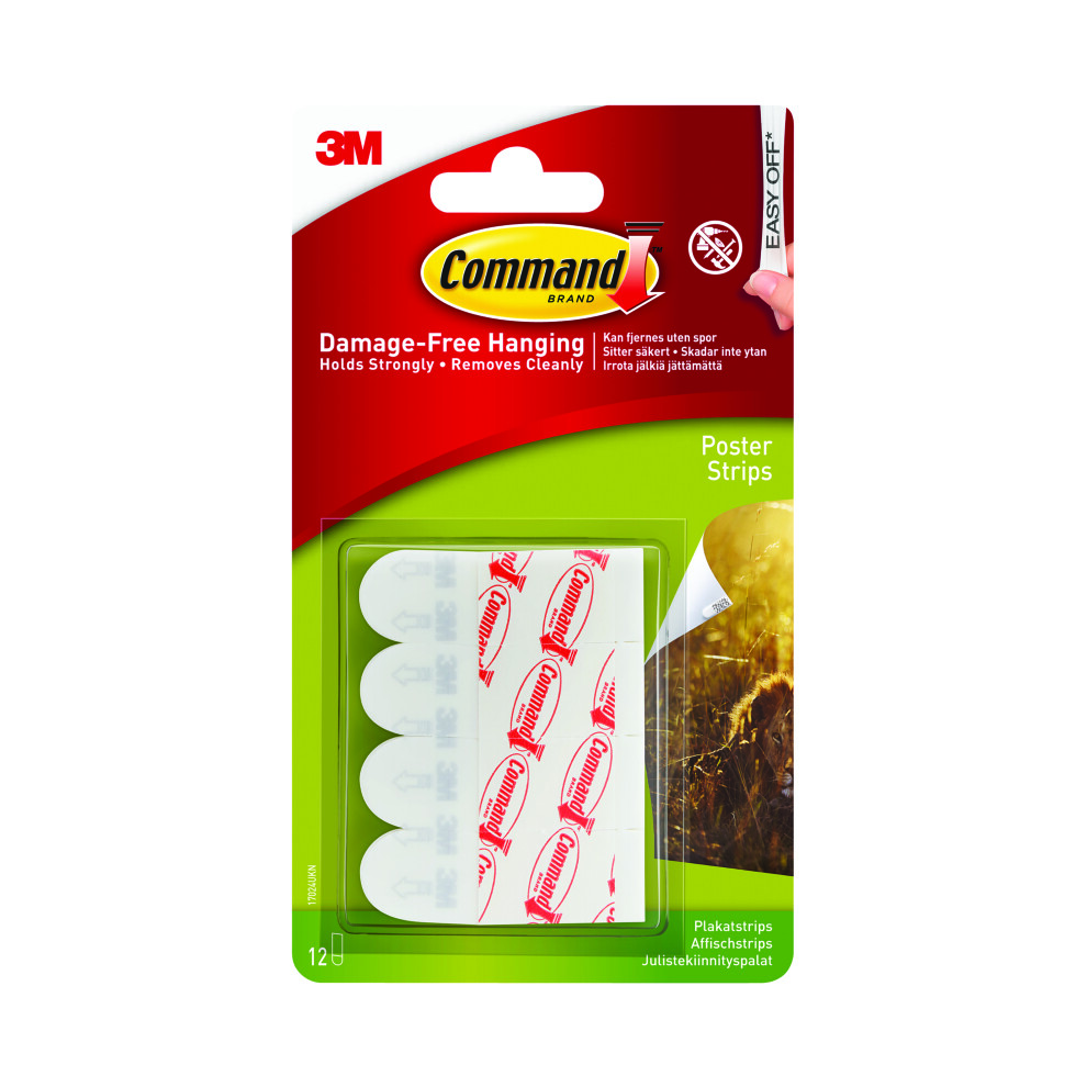 3M Command Adhesive Poster Strips Small (Pack of 12)