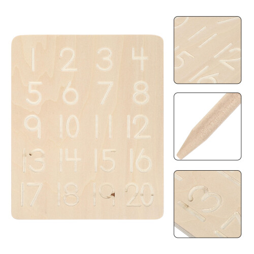 Lot Tableau Aveugle Enfant Bois Rainures Chiffres 2