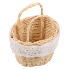 Handwoven Miniature Doll Basket Imitation Rattan For Dolls Play Scenes