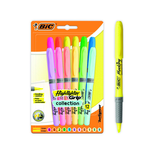 BIC Bic Highlighter Grip Pastel Assorted (12 Pack)