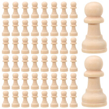 150 Pcs Unfinished Wooden Chess Pieces For Craft Decor