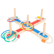 1 Set Ring Toss Plastic Ring Hemp Rope Ring Toss Garden Yard Game Toy