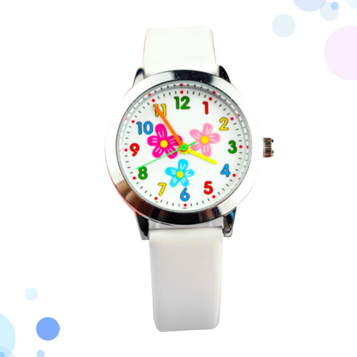 Flower Pattern Kids Quartz Watch White Birthday Gift 2