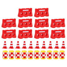 30Pcs Mini Traffic Cones Fences And Buckets Playset Model Toys